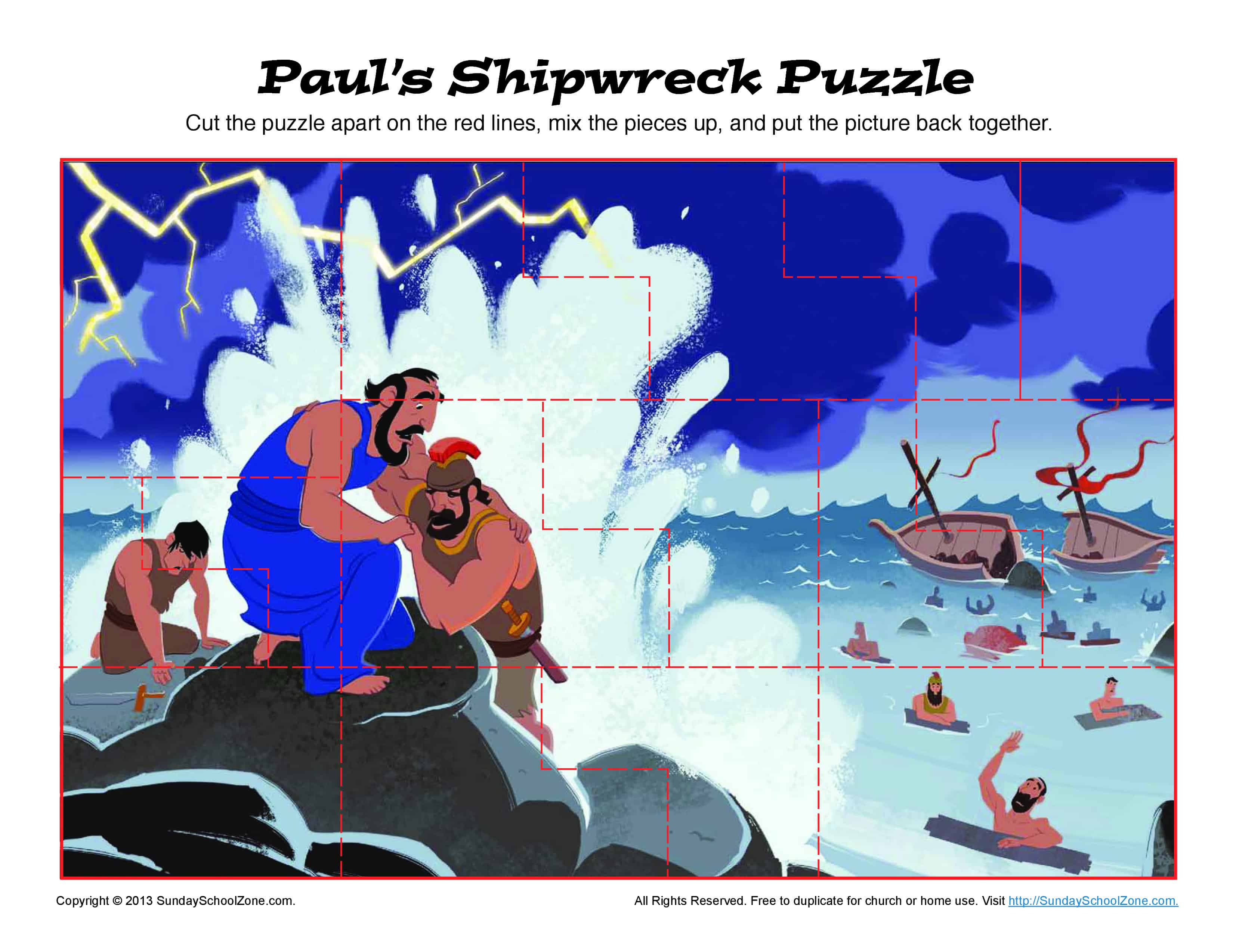 Paul's Shipwreck Puzzle | Printable Bible Activities for Children