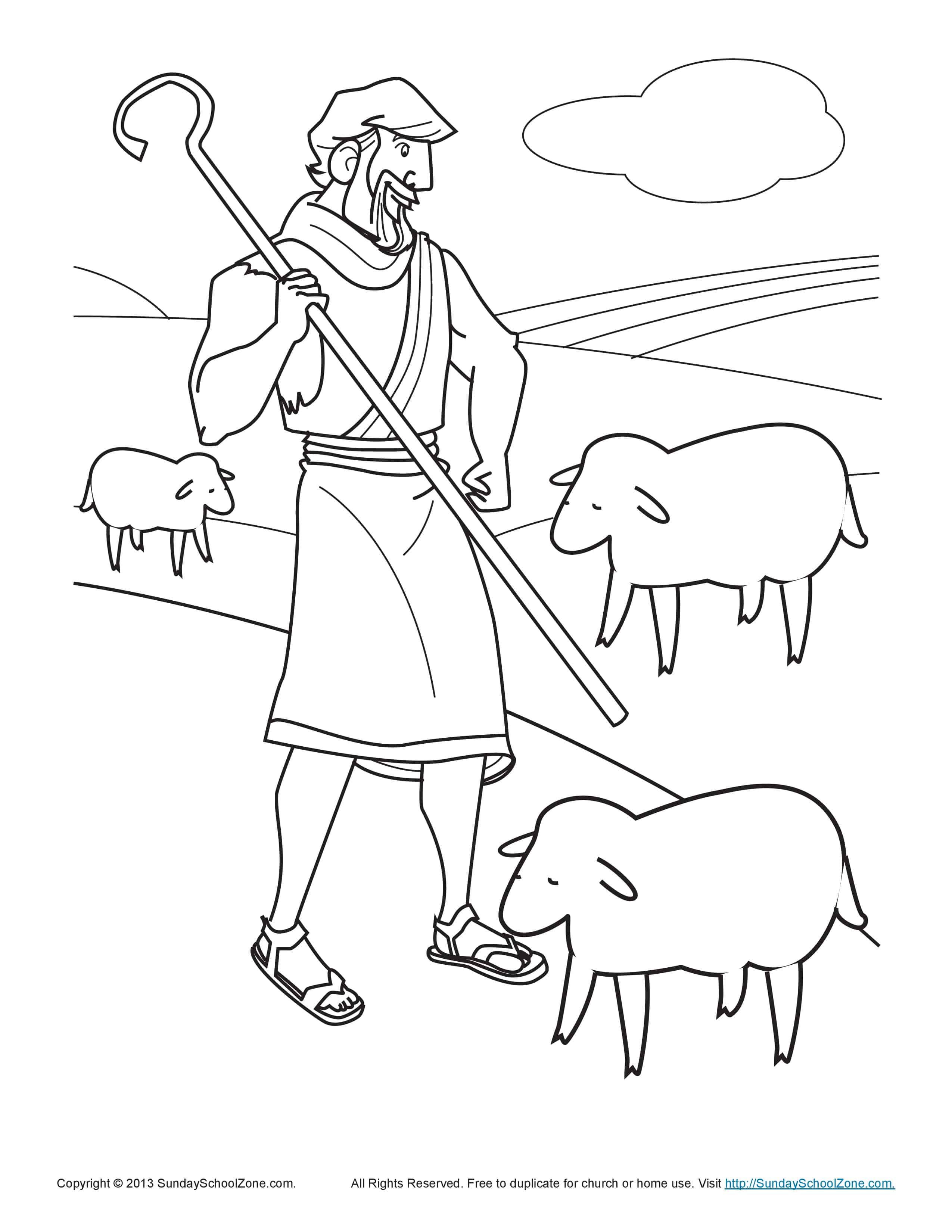 Bible Coloring Pages for Kids   The Shepherd Tends His Flock